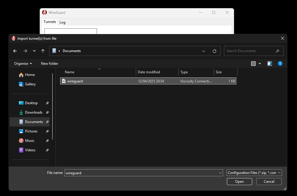 Import WireGuard Tunnel