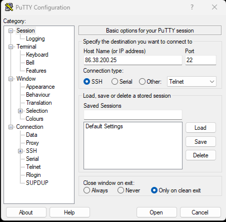 PuTTY SSH Client