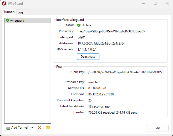 Connected to WireGuard